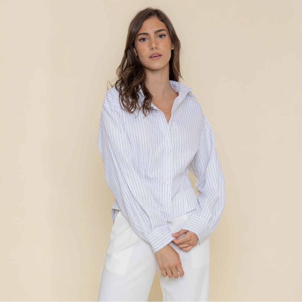 Preppy Business Casual Stripe Button Down Shirt
